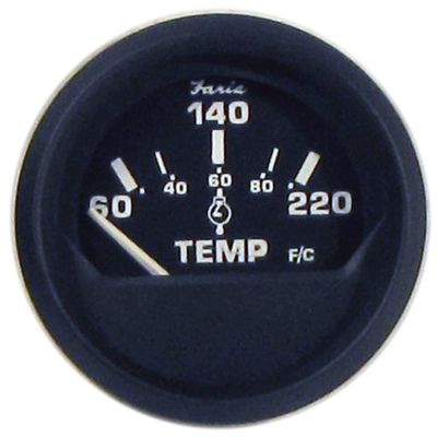 Faria Beede "12819 Euro Cylinder Head Temperature Gauge with Sender (60-220F) - 2"", Black