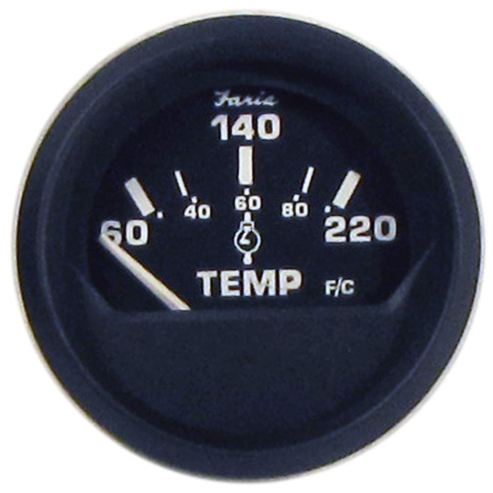 Faria Beede "12819 Euro Cylinder Head Temperature Gauge with Sender (60-220F) - 2"", Black