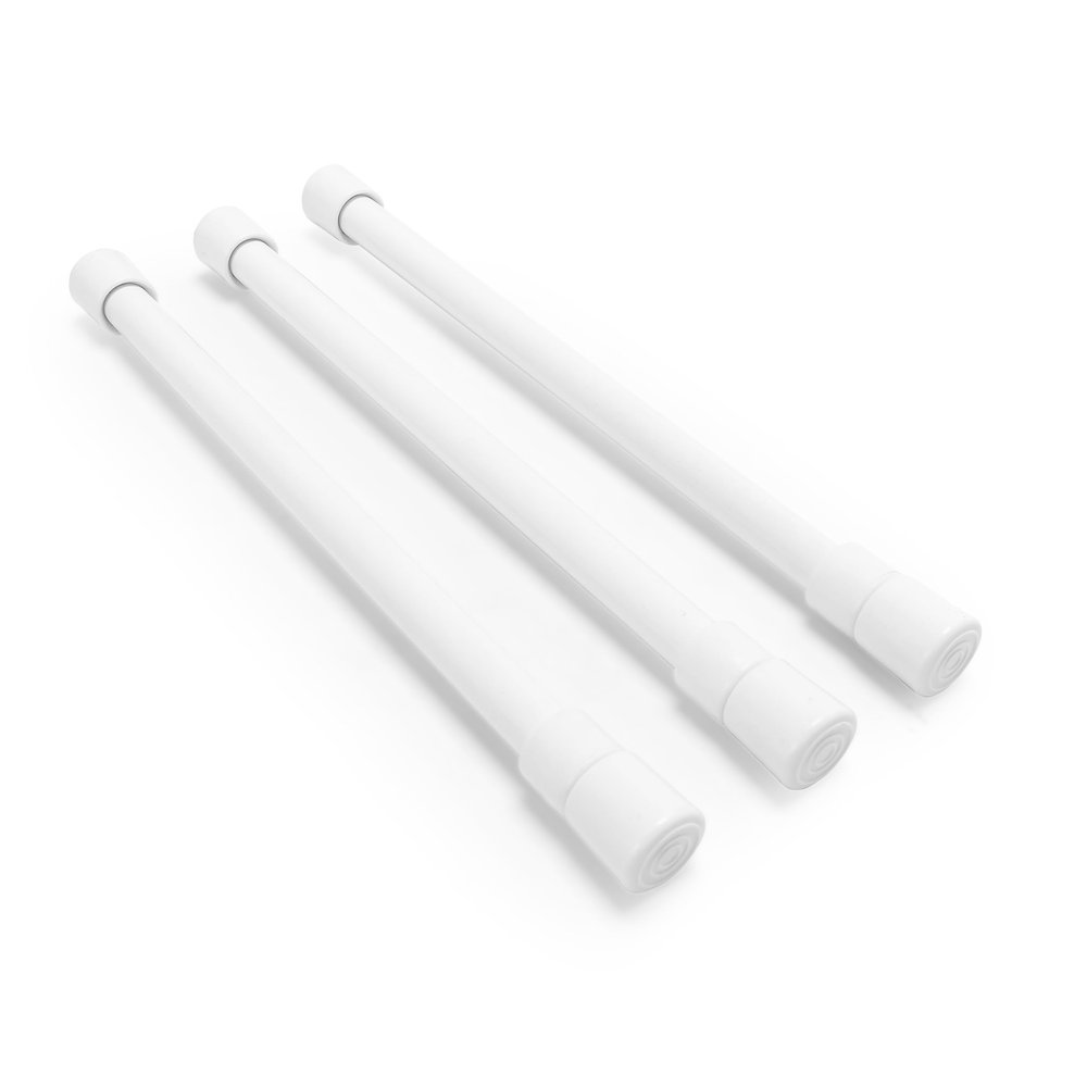 Camco 17" RV Refrigerator Bar - Holds Food and Drinks in Place During Travel and Helps Stop Messy Spills - Spring Loaded and Extends 10-inches to 17-inches - 3 Pack -White (44063)