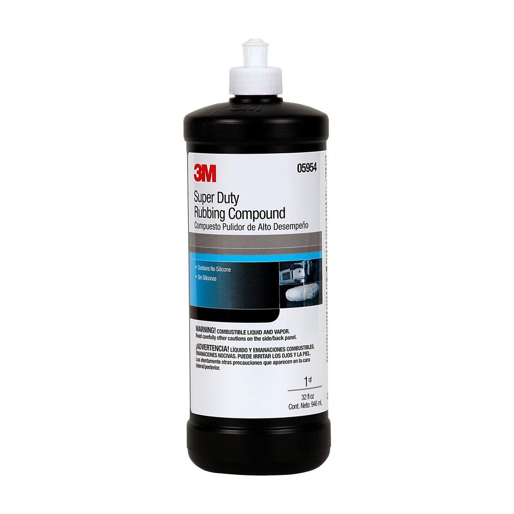 3M Super Duty Rubbing Compound, 05954, 1 qt (32 fl oz/946 mL), Contains No Waxes or Silicones