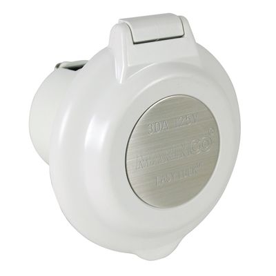 Marinco ParkPower 304EL-BRV Contour Power Inlet with Stainless Steel Trim, White