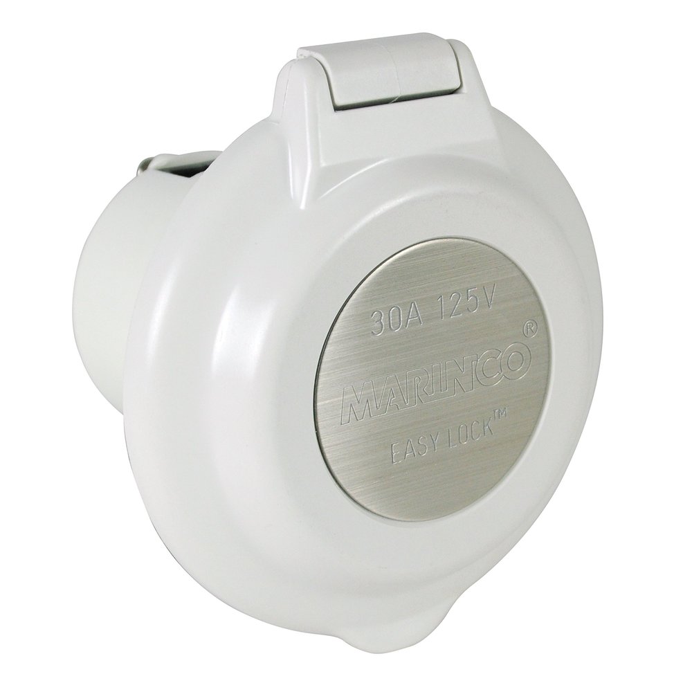 Marinco ParkPower 304EL-BRV Contour Power Inlet with Stainless Steel Trim, White