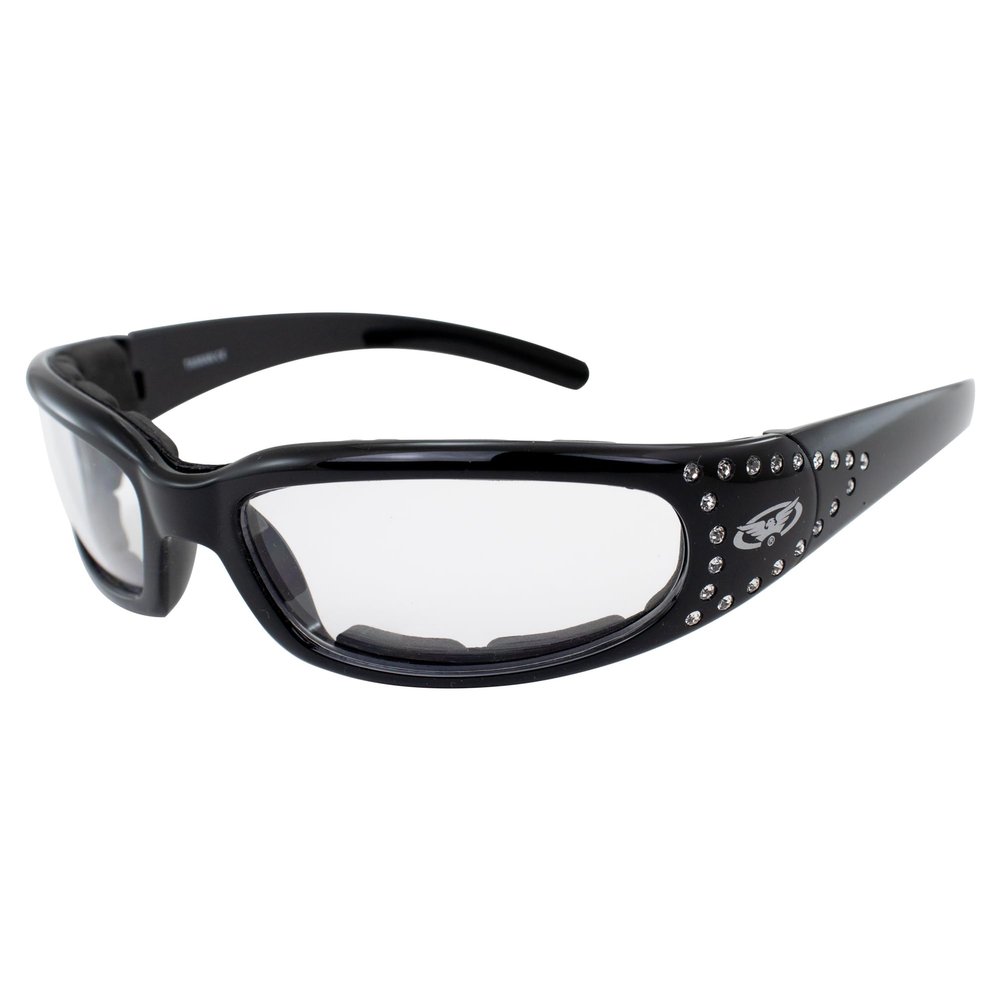 Global Vision Marilyn Women's Foam Padded Motorcycle Sunglasses ATV Sports Eyewear Clear Lenses Bling
