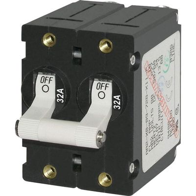 Blue Sea Systems A-Series White Toggle Double Pole 32A Circuit Breaker