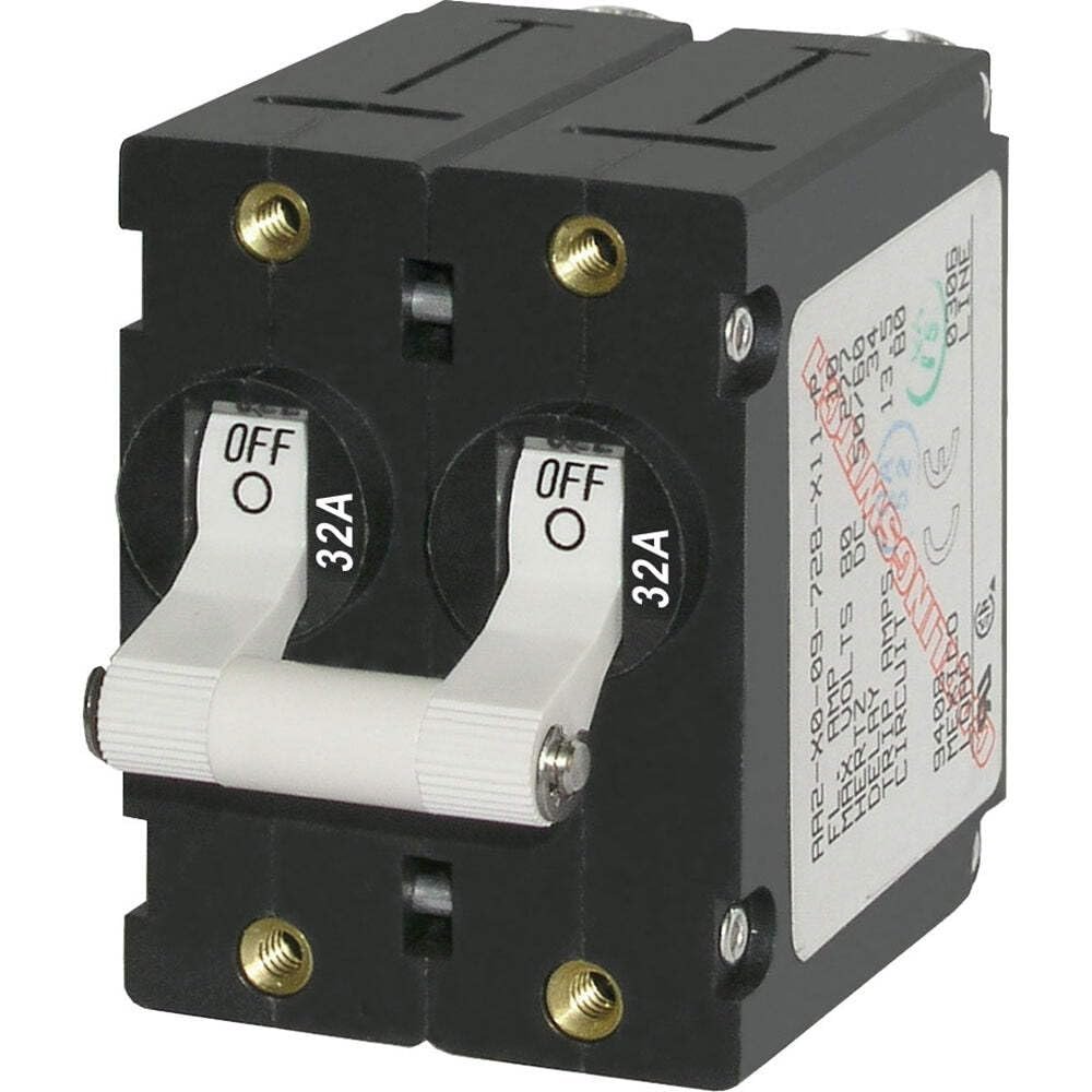 Blue Sea Systems A-Series White Toggle Double Pole 32A Circuit Breaker
