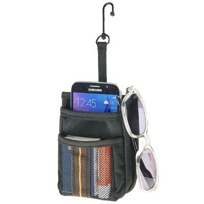 High Road Air Vent Mount Car Cell Phone Holder with Soft Lined Back Pocket and Front Mesh Storage Pocket