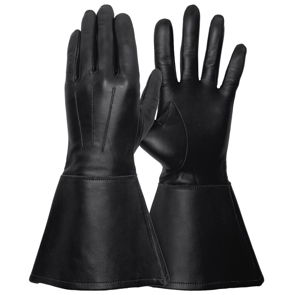 Tough Gloves Enforcer Unlined Leather Gauntlet, TD650HP, great for motorcycle riding, crafted from ultra-thin .45mm Cabretta Leather, Black Size 10