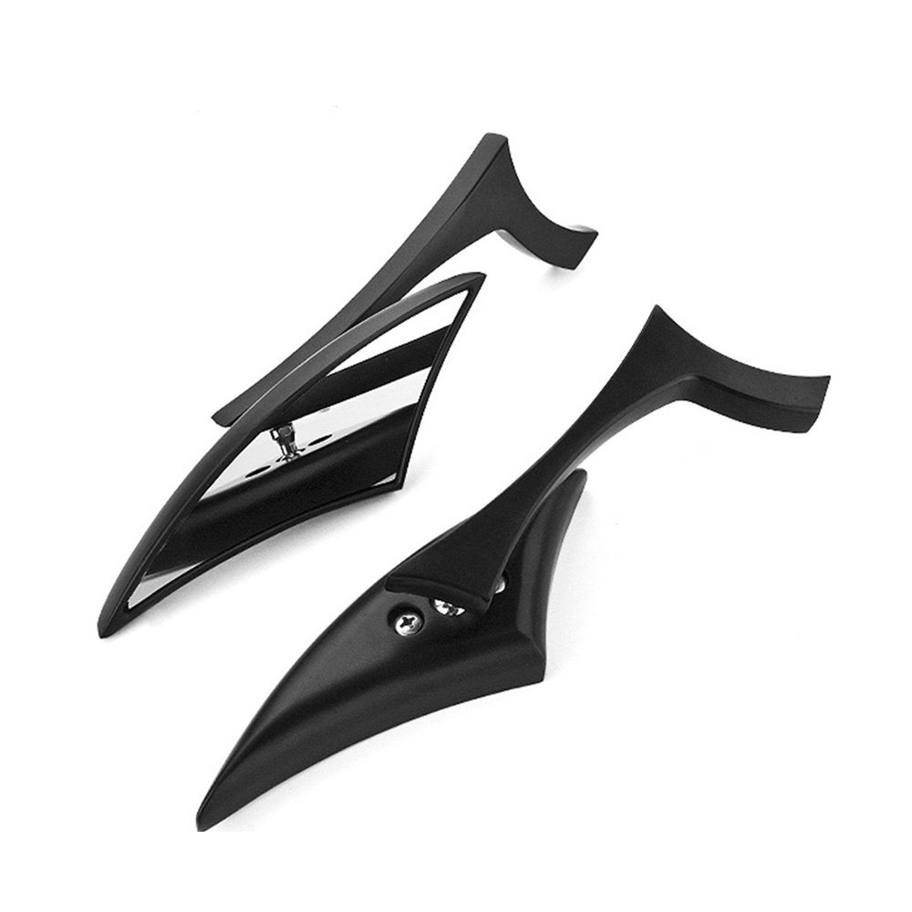 Astra Depot 2X Black Aluminum Spear Motorcycle Rearview Side Mirrors