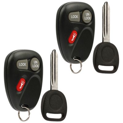 Key Fob Keyless Entry Remote with Ignition Key fits Chevy Astro Blazer S10 Silverado Suburban Tahoe / GMC Jimmy Safari Sierra Sonoma Yukon / Oldsmobile Bravada (15732803), Set of 2
