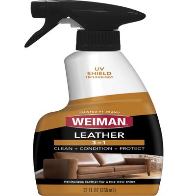 Weiman Leather Cleaner & Conditioner - Cleans, Restores & Protects Leather, UV Protection Prevent Cracking & Fading, For Car Seats, Sofas, Shoes, Bags & All Finished Leather Surfaces, 1 Pack, 12 Fl Oz
