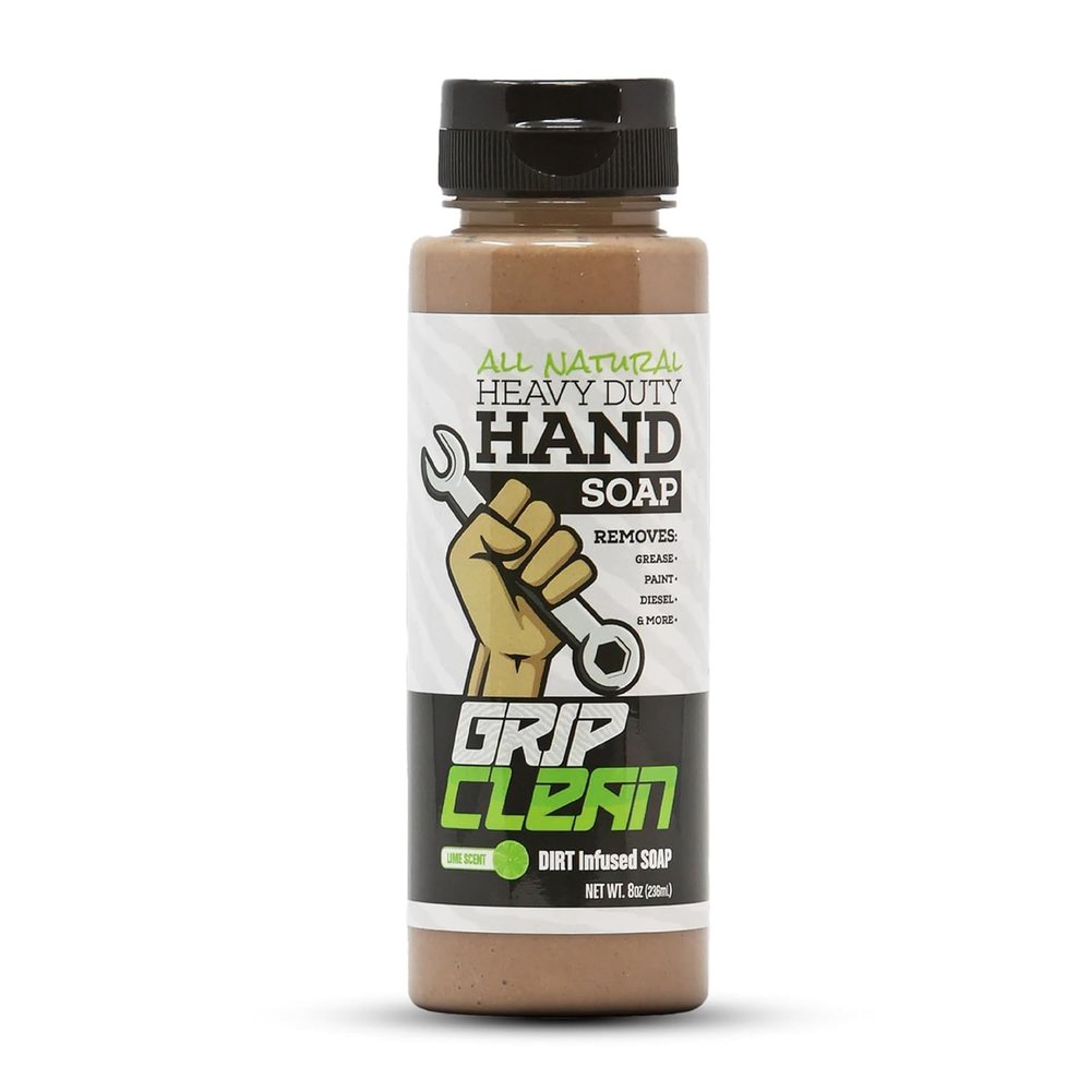 Grip Clean Heavy Duty Hand Cleaner for Mechanics Natural Pumice & Clay-Infused Technology Removes Grease, Oil & Grime Moisturizing Liquid Hand Soap for Shop, Garage & Industrial Use 8 oz