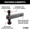 CURT 45660 Multi Ball Mount fits 2" or 2-5/16" Couplers | Mounts on Trailer Hitches with a 2" x 2" Receiver Tube Opening | Allows for Quick Changes Between Ball Sizes view 3