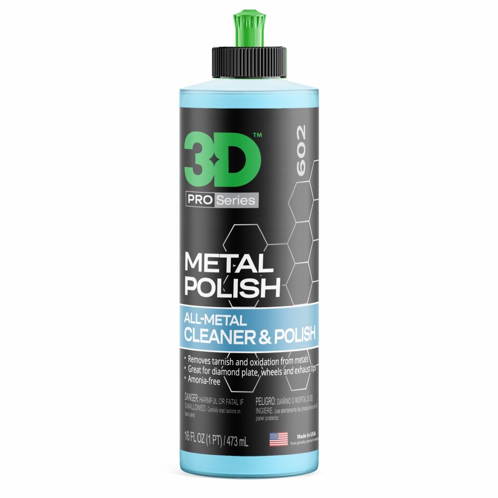 3D Metal Polish Heavy Duty Car Metal Polish for Aluminum, Chrome, Brass, Copper, Silver Removes Oxidation, Tarnish & Stains 16oz Made in USA