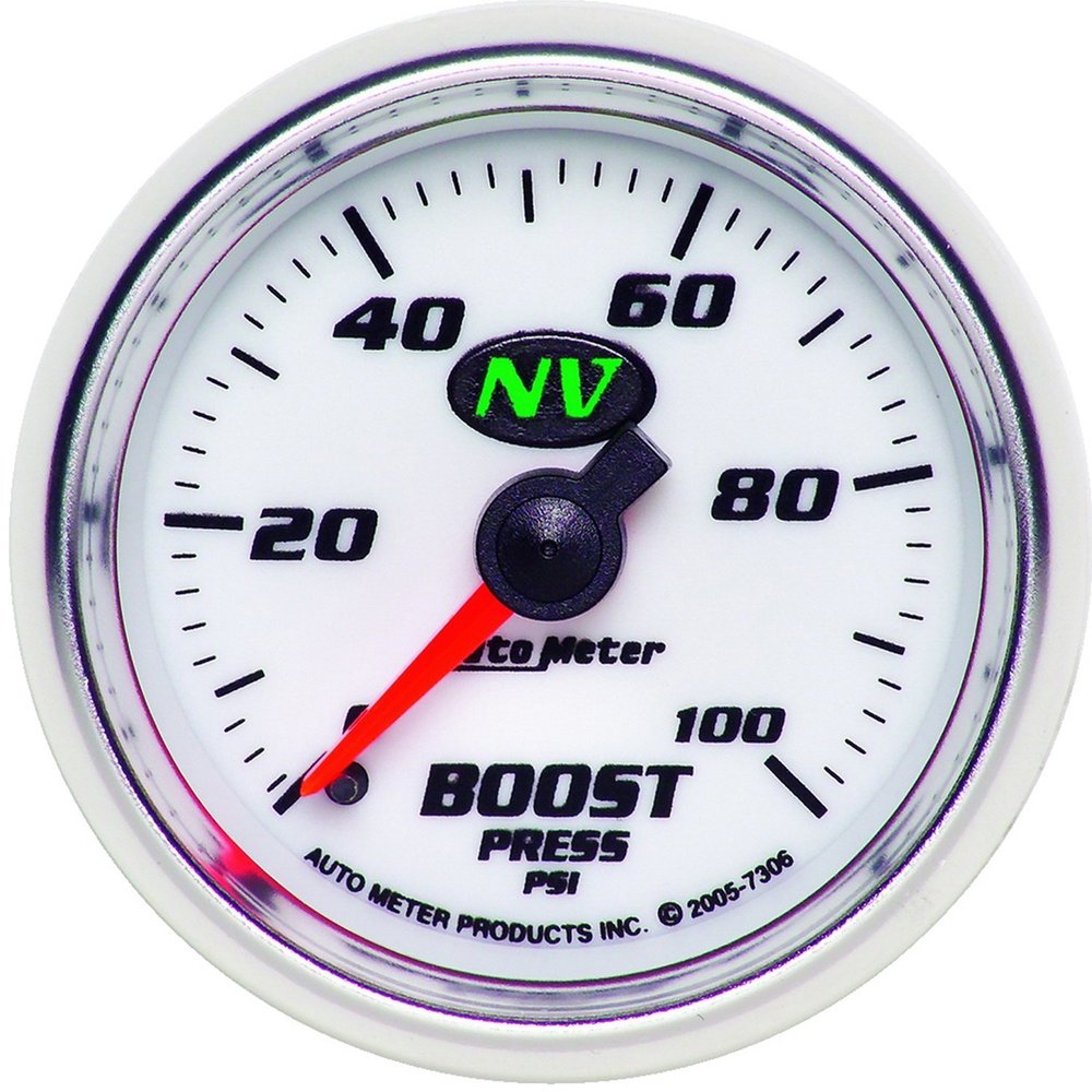 Auto Meter 7306 NV 2-1/16" 0-100 PSI Mechanical Boost Gauge