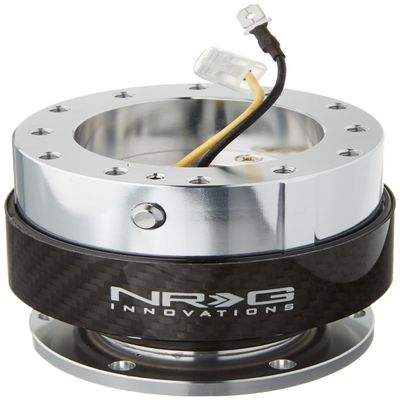 NRG Innovations Gen 1.5 6-Holes Racing Steering Wheel Quick Release Adapter With Mounting Bolts, Carbon Fiber Ring, NRG-SRK-100CF