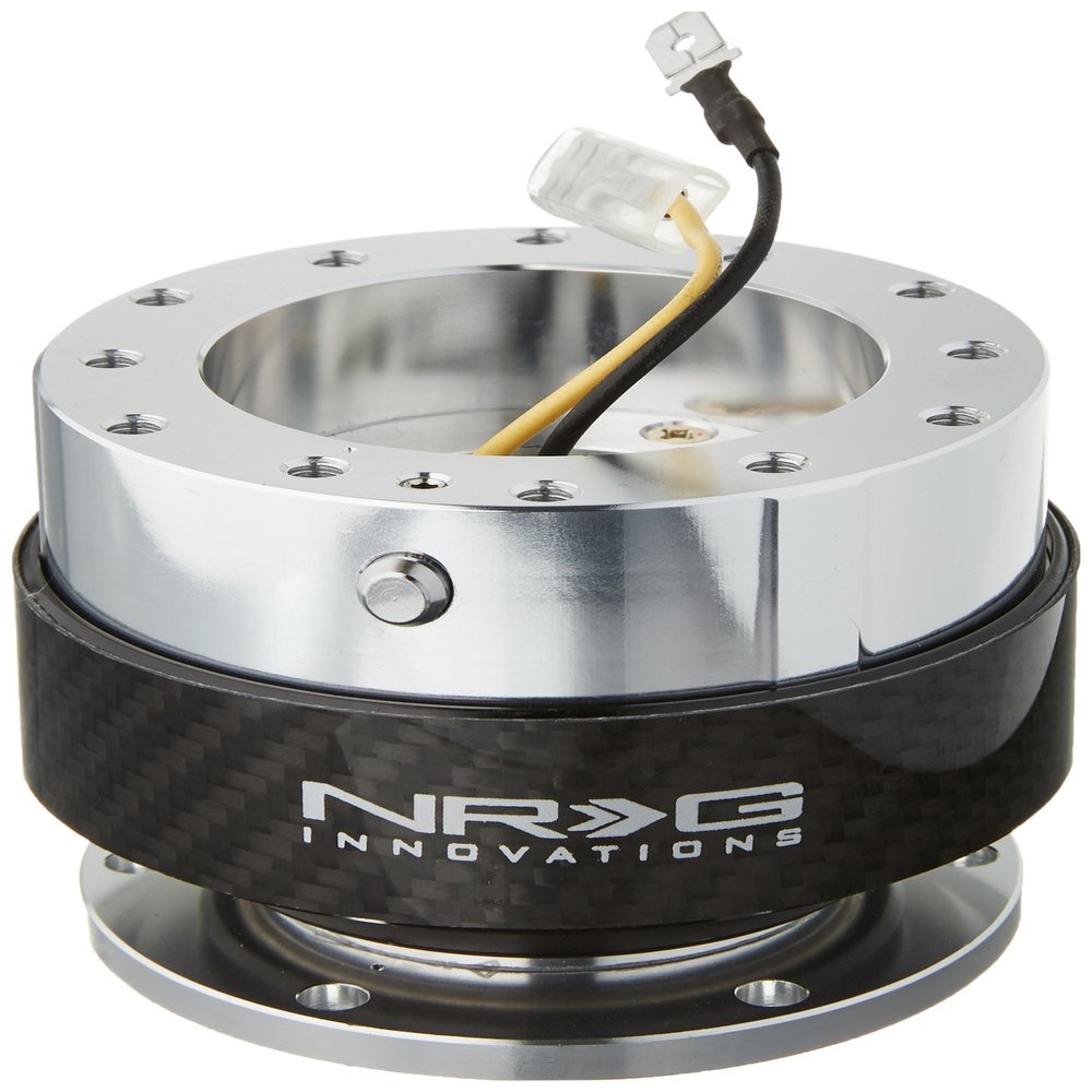 NRG Innovations Gen 1.5 6-Holes Racing Steering Wheel Quick Release Adapter With Mounting Bolts, Carbon Fiber Ring, NRG-SRK-100CF
