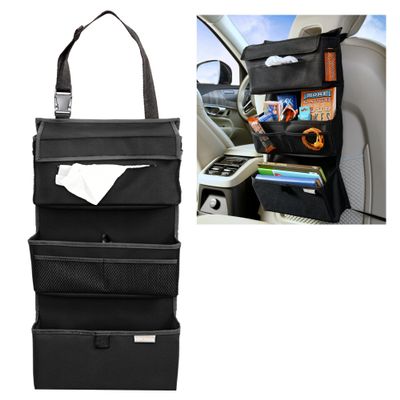 High Road Storage Organizer with Car Tissue Box Holder and Multipurpose Pockets - Back of the Seat or Front Seat Organizer for Driving Essentials - Slim and Compact Car Storage for All Vehicles