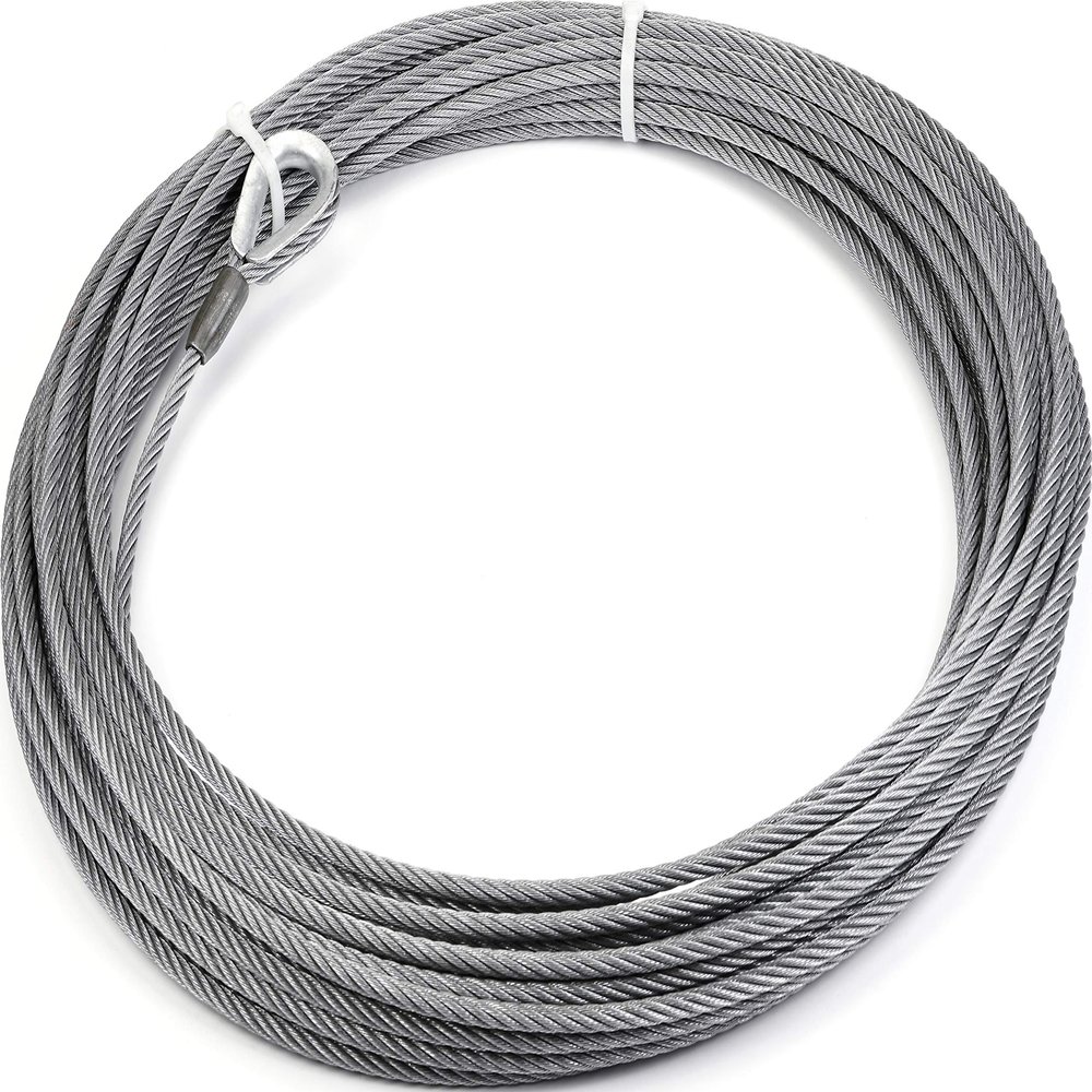 WARN 38876 Winch Accessory: Steel Cable Wire Rope with Loop End and Terminal, 3/8" Diameter x 125' Length