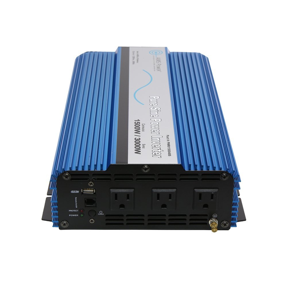 AIMS Power 1500 Watt Pure Sine Power Inverter 12 VDC to 120 VAC USB Port