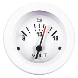 Teleflex Boat Volt Gauge 67130P | 2 Inch White Black