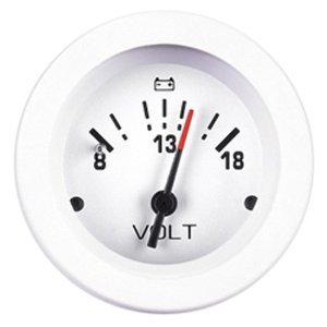Teleflex Boat Volt Gauge 67130P | 2 Inch White Black
