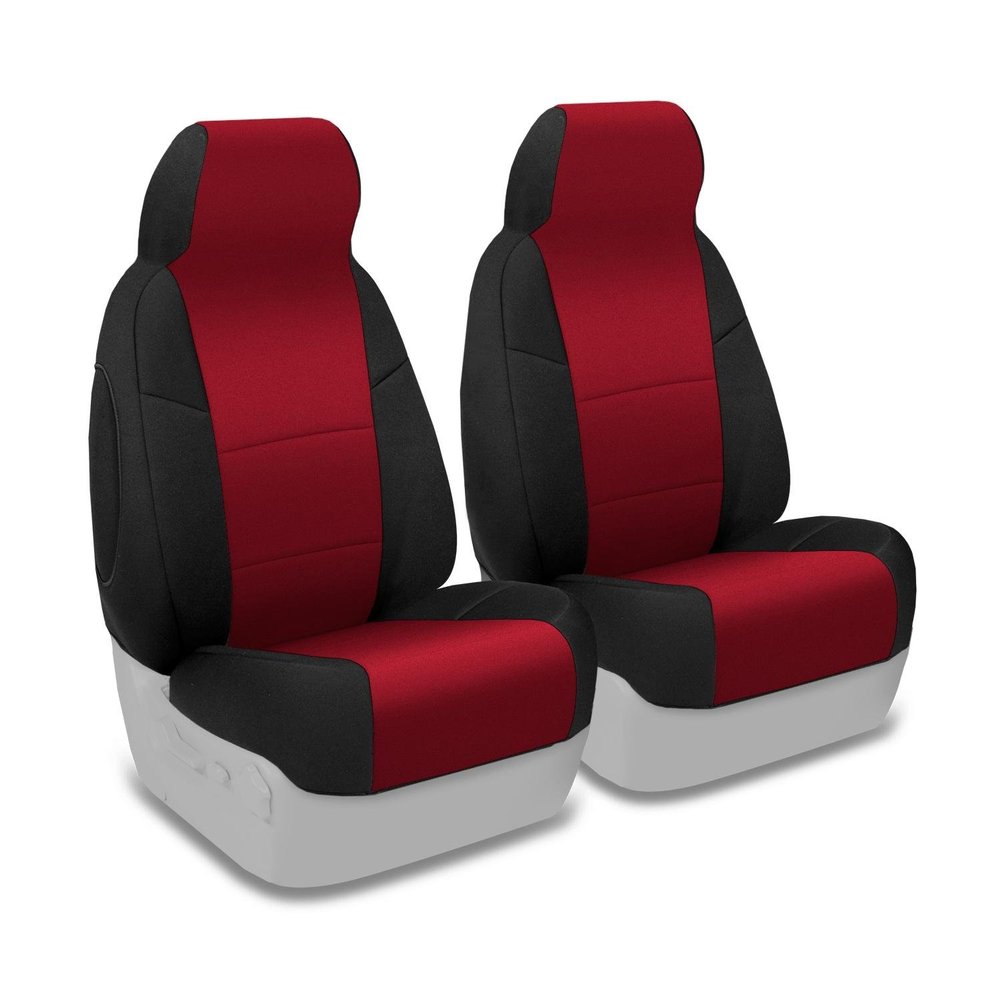 Coverking Custom Fit Front 50/50 Bucket Seat Cover for Select Ford E-Series Models - Neosupreme (Red with Black sides)
