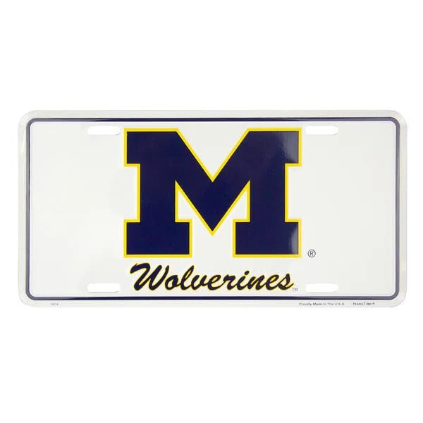 Hangtime University of Michigan Wolverines M on White 6x12 inch Novelty auto tag