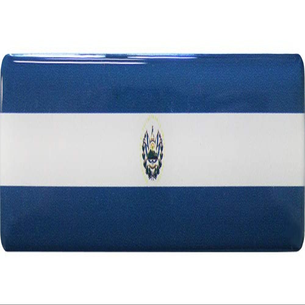 El Salvador Flag 3D Domed Decal Sticker (Long), 1 inch x 4.25 inch - Made in the USA