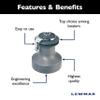 Lewmar Ocean Self Tailing Winch 30CST Two Speed in Aluminum Two speed size 30 winch, gear ratio 2.1:1 in 1st gear; 4.2:1 in 2nd gear, power ratio 15.8:1, measures 5-7/16" base diameter x 5-3/4" tall view 3