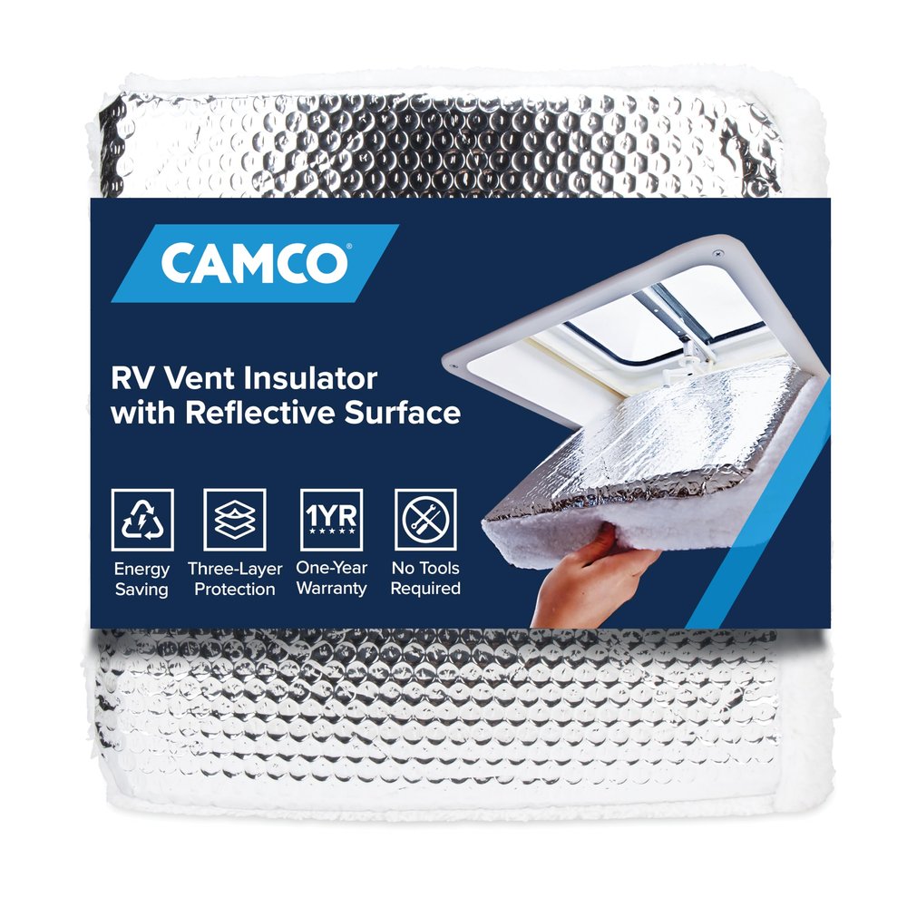 Camco Camper / RV Vent Insulator and Skylight Cover - Features 3 Layers to Reduce Heat Transfer & Increase A/C Efficiency - Fits Standard 14 Travel Trailer / RV Roof Vents (45192)