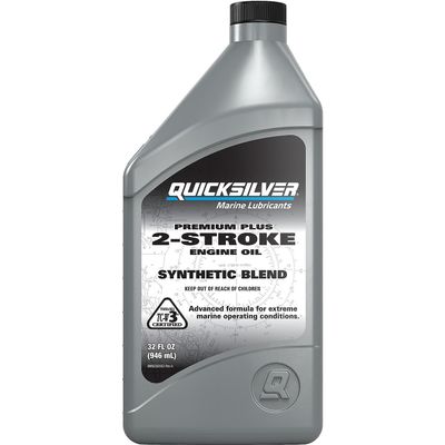 Quicksilver 2-Stroke Premium Plus Synthetic Blend Marine Engine Oil, 32oz