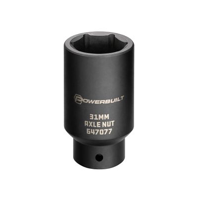 Powerbuilt 31mm Axle Nut Socket, 1/2-Inch Drive, 6 Point, Remove Front Wheel Drive Axles Shaft Nuts - 647077