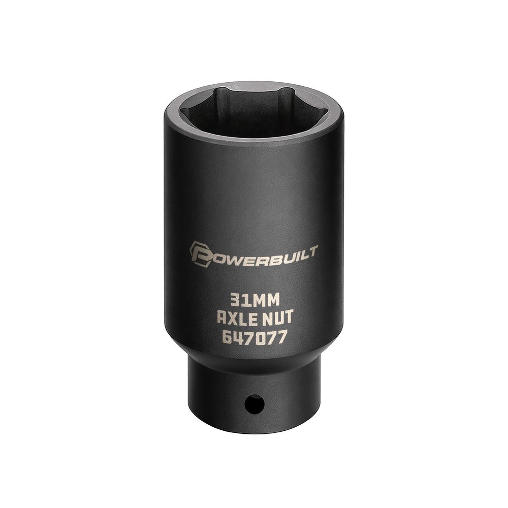 Powerbuilt 31mm Axle Nut Socket, 1/2-Inch Drive, 6 Point, Remove Front Wheel Drive Axles Shaft Nuts - 647077