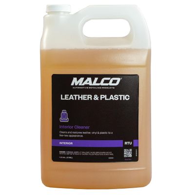 Malco Leather & Plastic Cleaner Penetrates Deep to Remove Dirt, Grime and Oily Soils/Restores Leather, Plastic and Vinyl/Leaves Surfaces Clean, Shiny and Film-Free / 1 Gallon (100101)