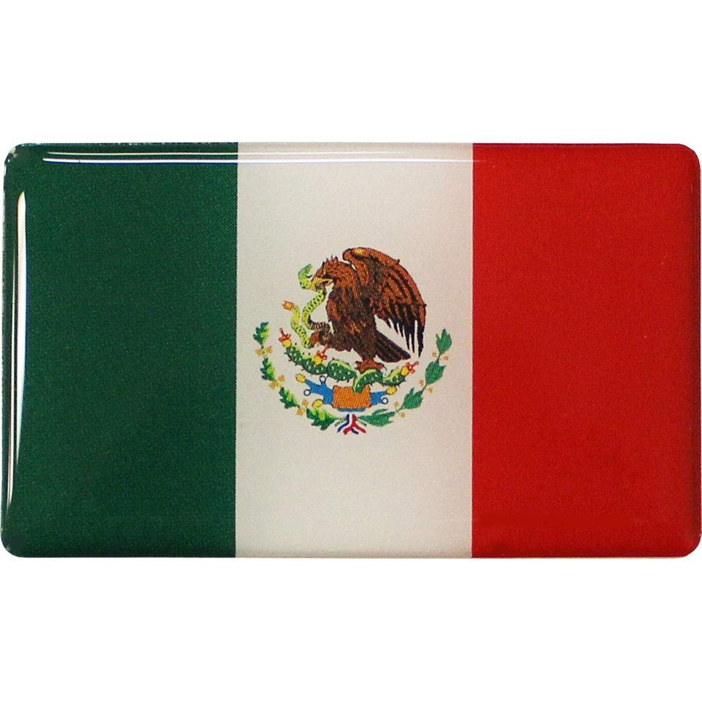Mexico Flag 3D Domed Decal Sticker (Mini), 1 inch x 1.75 inch - Made in the USA