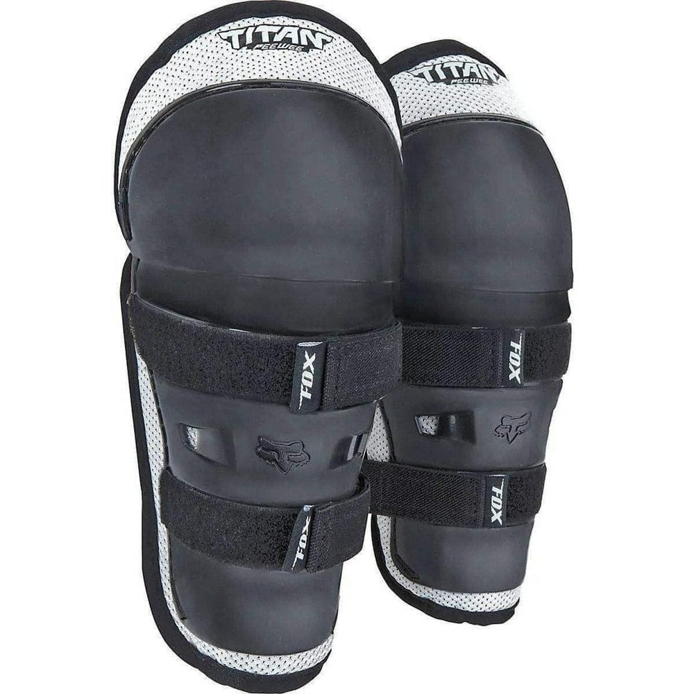 Fox Racing Youth Peewee Titan Motocross Dirt Bike Knee/Shin Pads, Black/Silver, One Size