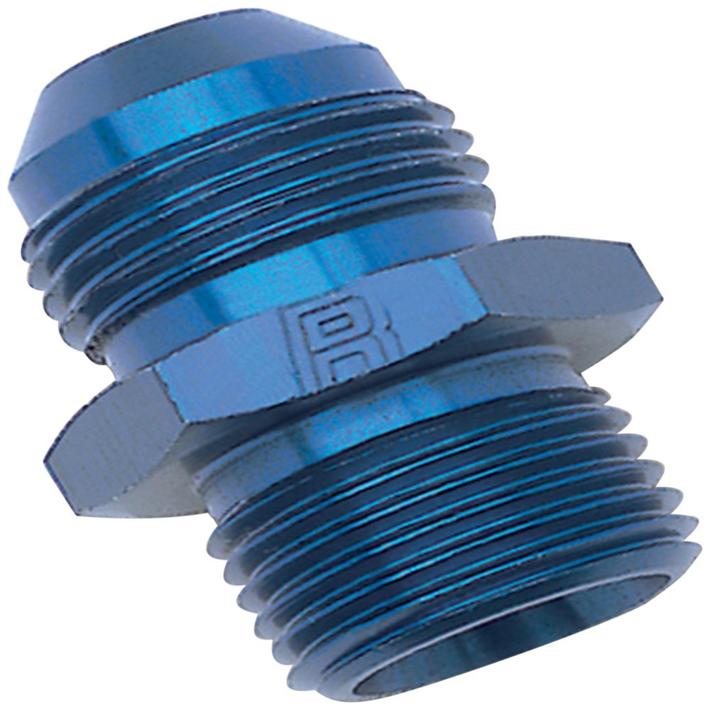 Edelbrock 670430 Adapter Fitting #4 Male Flare To 12Mm X 1.25 Male Blue Anodized