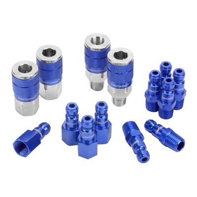 ColorConnex Coupler & Plug Kit, Automotive Type C, 1/4" NPT, Blue, 14-Piece - A72458C