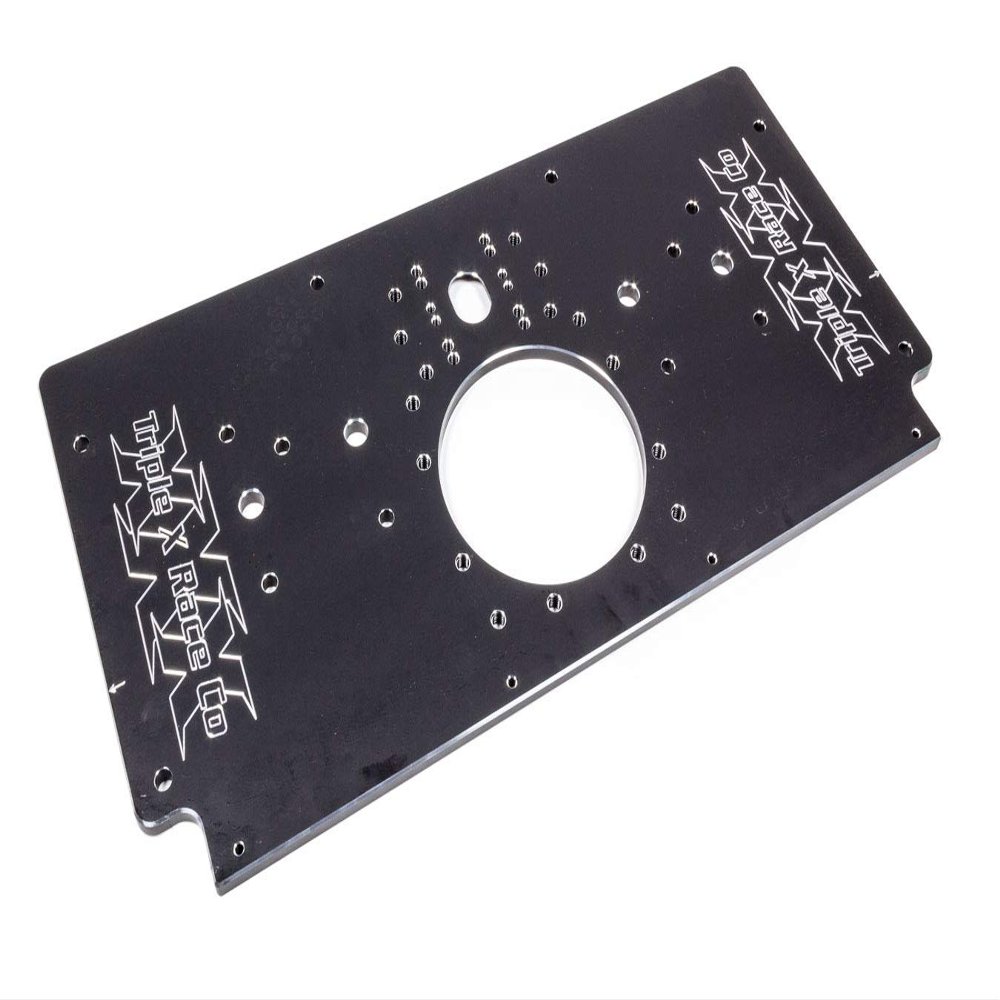 Triple X Race Components SCEG0006BLK Alum Rear Motor PlateRaised Rail Black Sprint