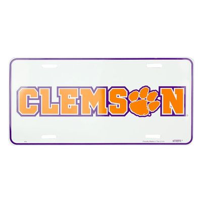 Hangtime Clemson University - Clemson Tigers - Clemson (Tiger Paw) Embossed Metal auto tag