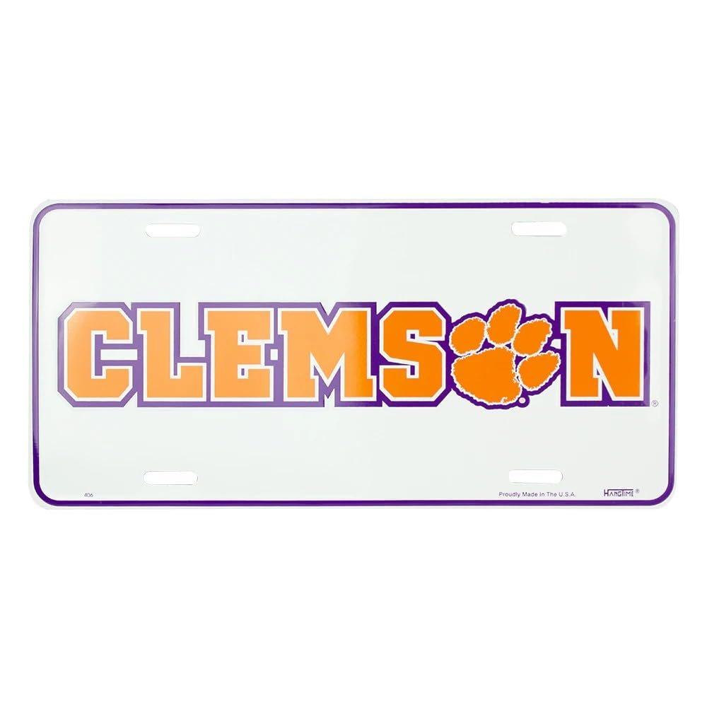 Hangtime Clemson University - Clemson Tigers - Clemson (Tiger Paw) Embossed Metal auto tag