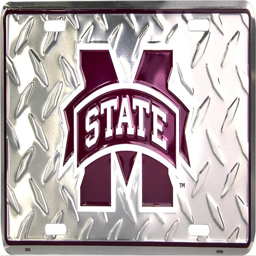Hangtime Mississippi State University - Mississippi State Bulldogs Diamond Emboss Metal License Plate 6 x 12