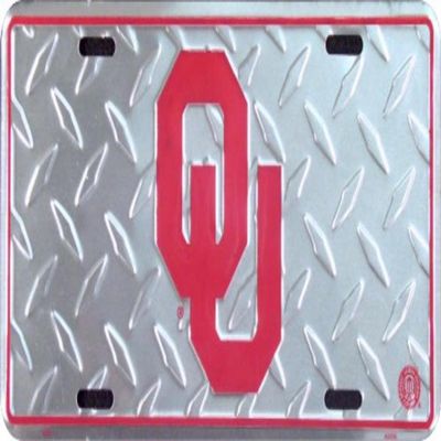 Oklahoma Sooners Diamond Emboss Metal License Plate 6 x 12