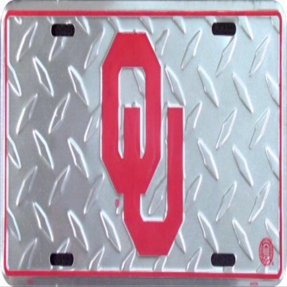 Oklahoma Sooners Diamond Emboss Metal License Plate 6 x 12