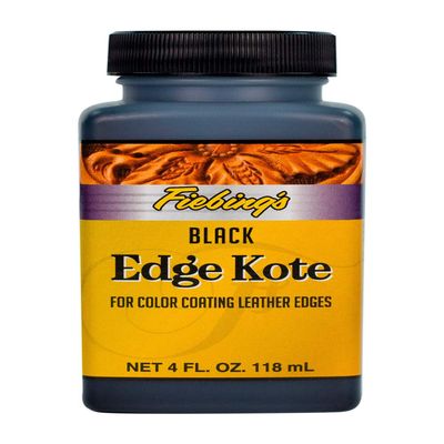Fiebing's Edge Kote (4oz) - Black - Flexible, Water Resistant Coating for Leather Edges, Medium Gloss - for Color Coating and Protecting Edges of Leather Shoes, Crafts and Furniture