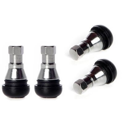 Circuit Performance Shorty Chrome Valve Stems TR412 TR-412 22mm Low Profile (Set of 4)