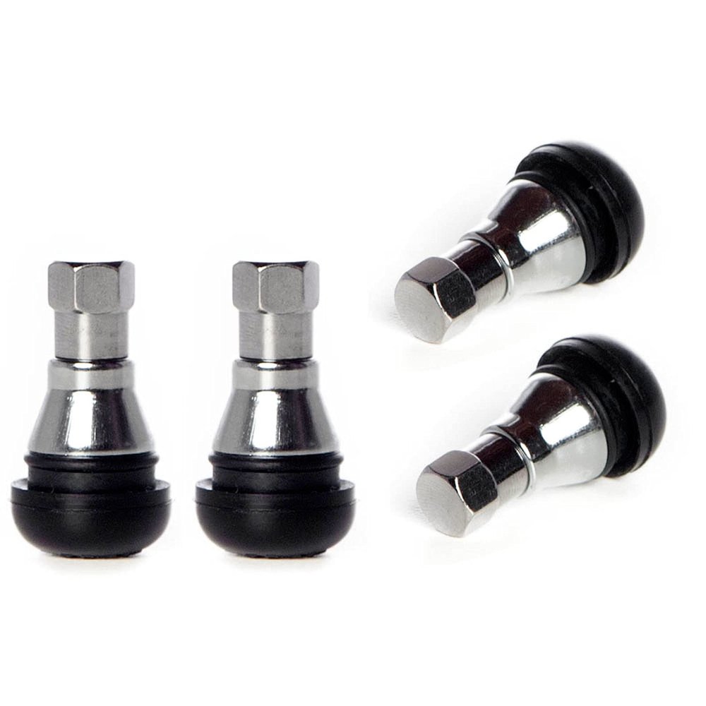Circuit Performance Shorty Chrome Valve Stems TR412 TR-412 22mm Low Profile (Set of 4)