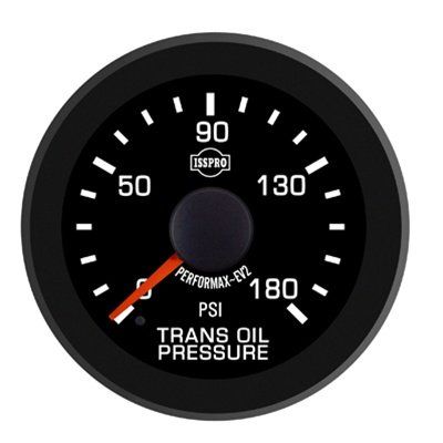 ISSPRO EV Transmission Oil Pressure 0-180 - R17244 Full Kit, Black Face, Red Pointer, Green Backlight, Black Bezel, Black Hub, Gauge Only