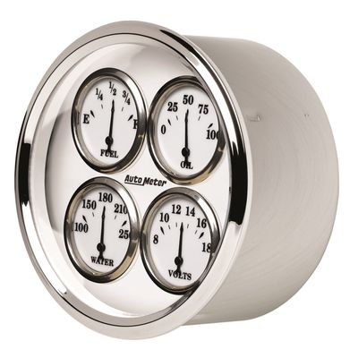 Auto Meter 1213 Old Tyme White 5" 0-90 Ohm Quad Fuel Level Gauge