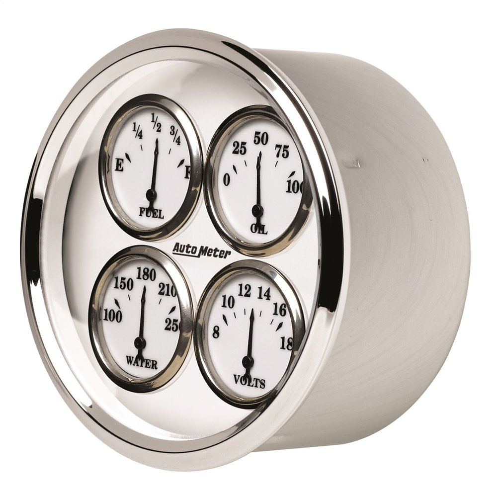 Auto Meter 1213 Old Tyme White 5" 0-90 Ohm Quad Fuel Level Gauge